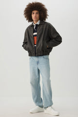 Contrast Stitch Faux Leather Jacket