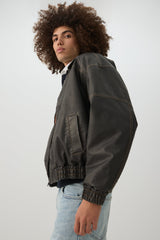Contrast Stitch Faux Leather Jacket