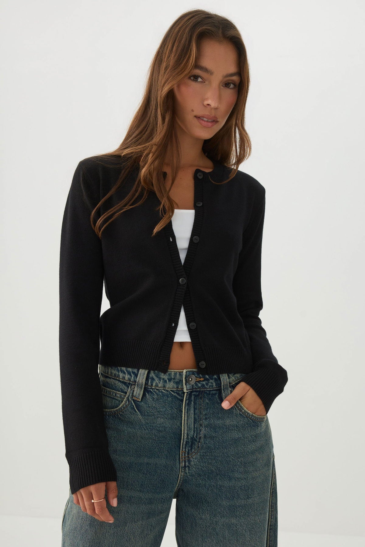 Button-Front Knit Cardigan