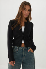Button-Front Knit Cardigan