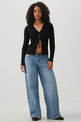 Rib Sweater Tie Front Cardigan
