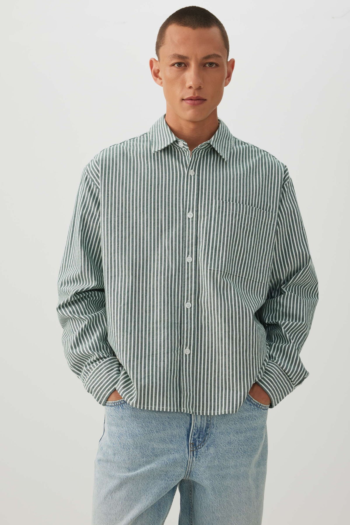 Striped Boxy Long Sleeve Shirt