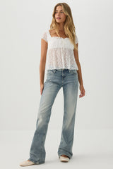 Textured Lace Peasant Top