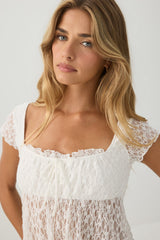 Textured Lace Peasant Top