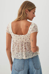 Floral Lace Peasant Top