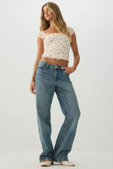 Lace Sweetheart Crop Top
