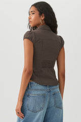 Cap Sleeve Smocked Blouse