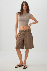 Cropped Rib T-Shirt