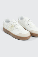 Court Sneakers with Pearl Bow Detail