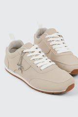 Faux Suede Lace Up Sneakers with Charm