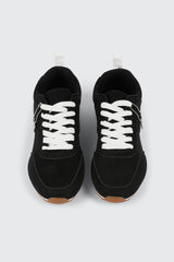Faux Suede Lace Up Sneakers with Charm
