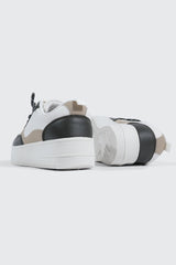 Thick Sole Court Sneakers with Double Lace Detail