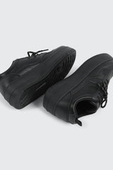 Thick Sole Court Sneakers with Double Lace Detail