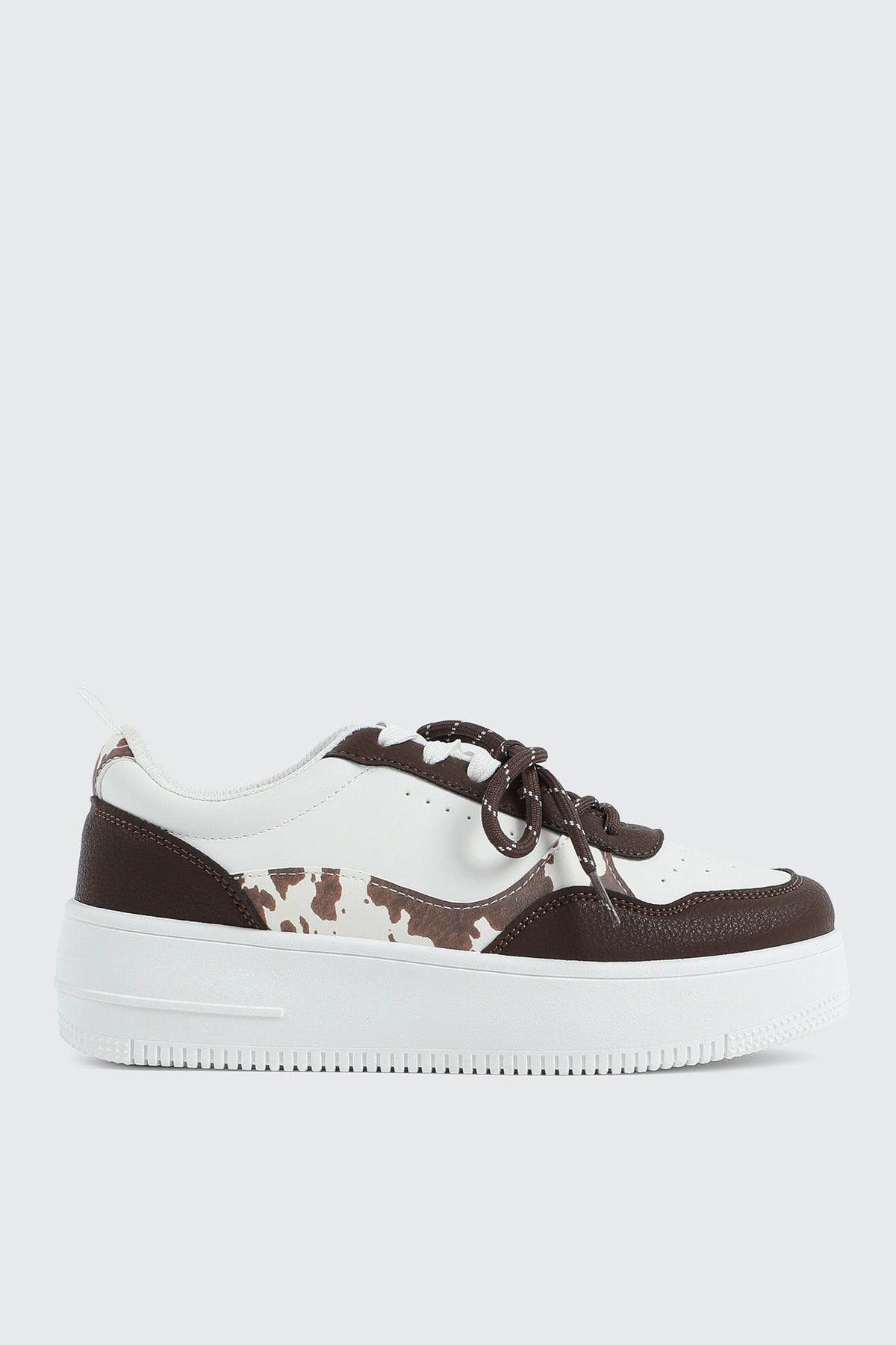 Thick Sole Court Sneakers with Double Lace Detail