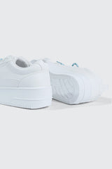 Thick Sole Court Sneakers with Double Lace Detail