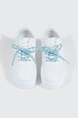 Thick Sole Court Sneakers with Double Lace Detail