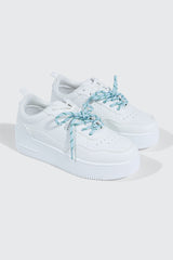 Thick Sole Court Sneakers with Double Lace Detail