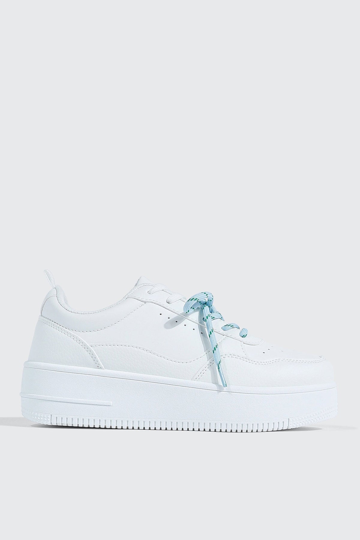 Thick Sole Court Sneakers with Double Lace Detail