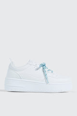 Thick Sole Court Sneakers with Double Lace Detail
