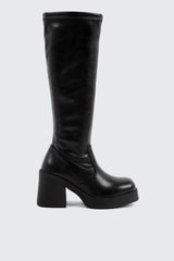 Faux Leather Knee High Boots