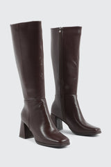 Square Toe Knee High Boots