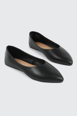 Faux Leather Pointed Toe Flats