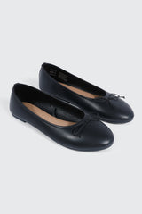 Round Toe Ballet Flats with Bow