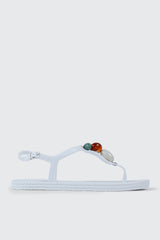 Jelly T-Strap Sandals with Beads