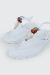Jelly T-Strap Sandals with Beads