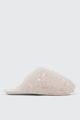 Faux Fur Bow Slippers