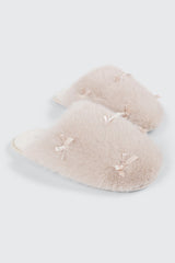 Faux Fur Bow Slippers