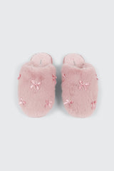 Faux Fur Bow Slippers