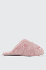 Faux Fur Bow Slippers