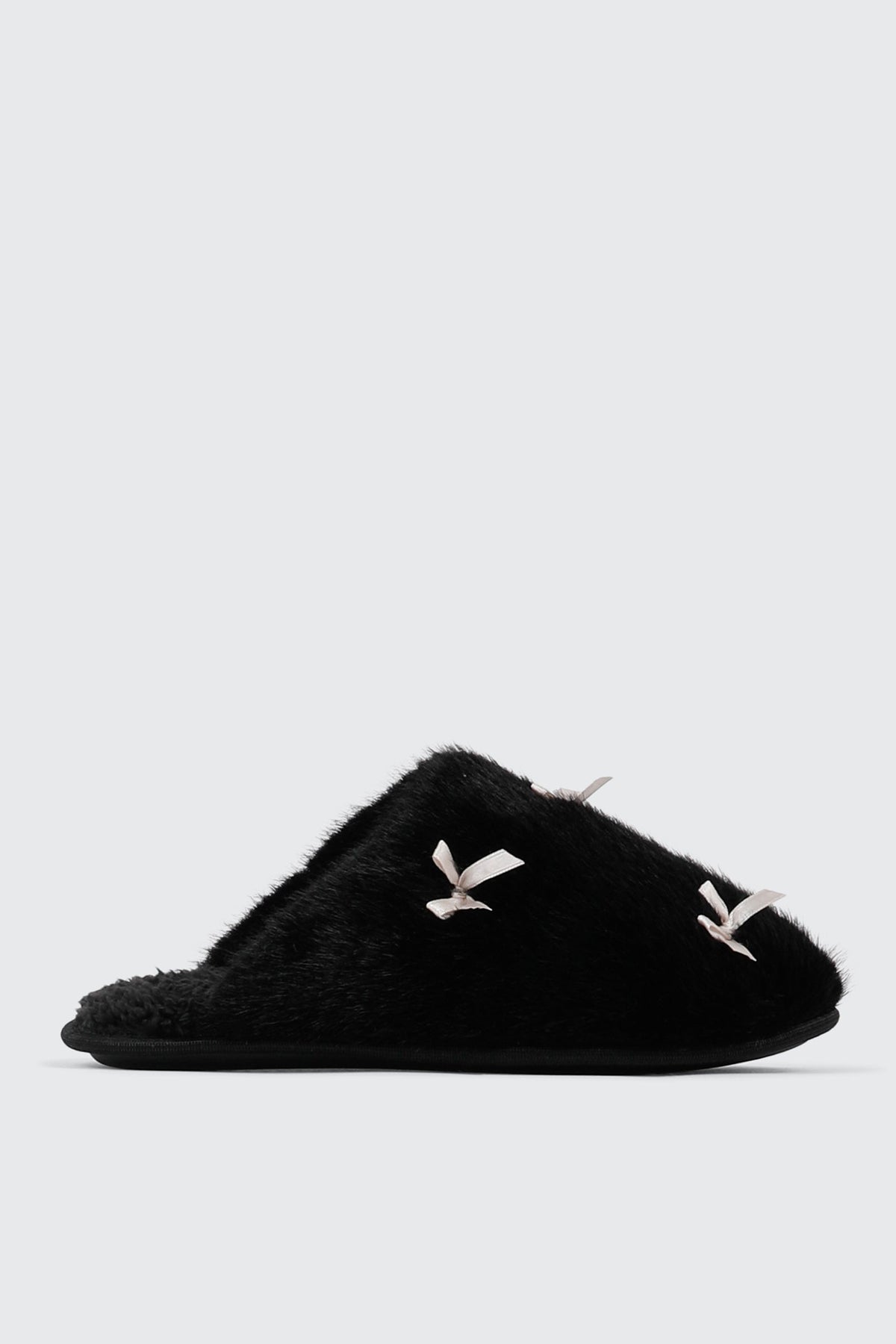 Faux Fur Bow Slippers