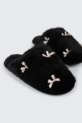 Faux Fur Bow Slippers