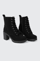 Lace-Up Block Heel Boots