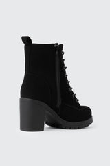Lace-Up Block Heel Boots