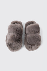 Two Band Faux Fur Slippers