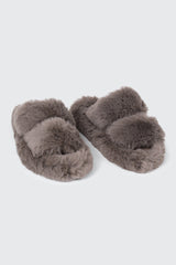 Two Band Faux Fur Slippers
