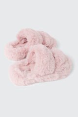 Two Band Faux Fur Slippers