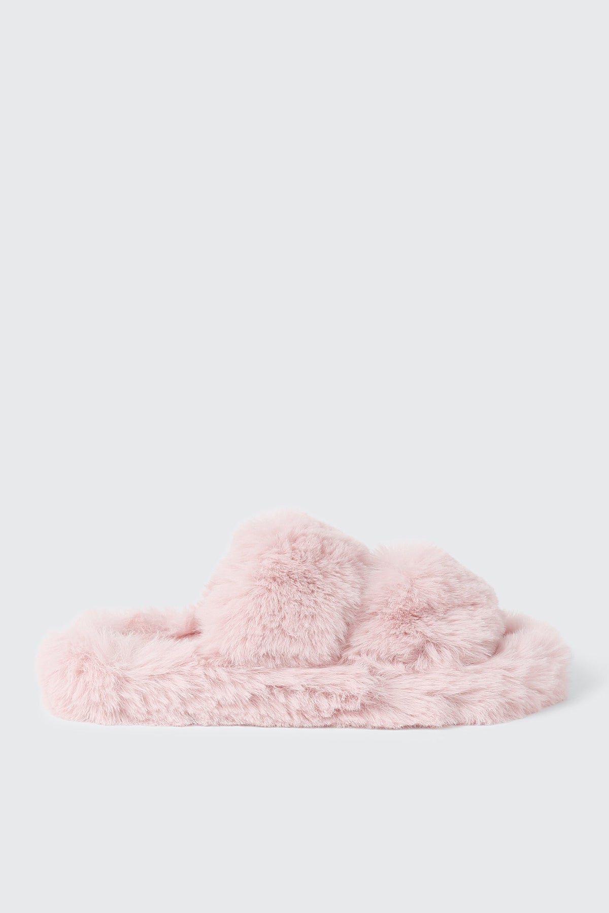 Two Band Faux Fur Slippers