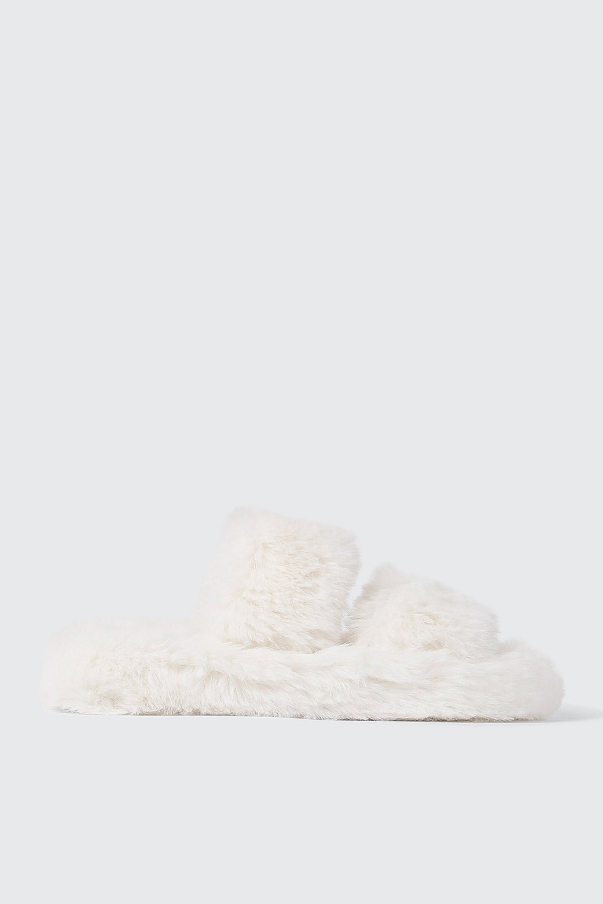 Two Band Faux Fur Slippers