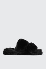 Two Band Faux Fur Slippers