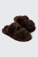 Two Band Faux Fur Slippers
