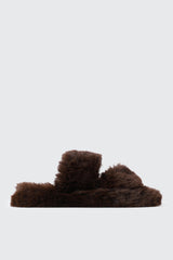 Two Band Faux Fur Slippers
