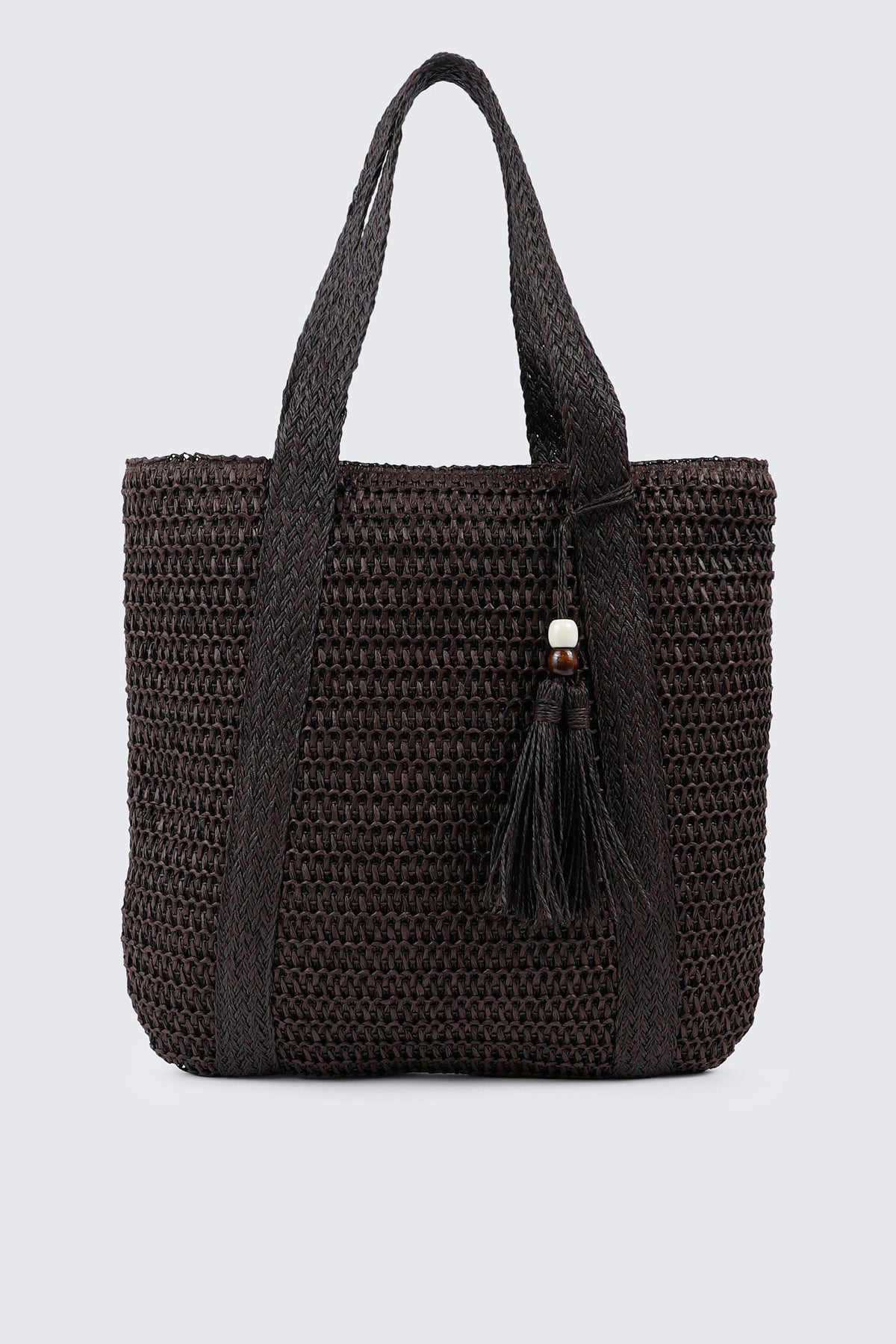 Straw Tote Bag with Keychain