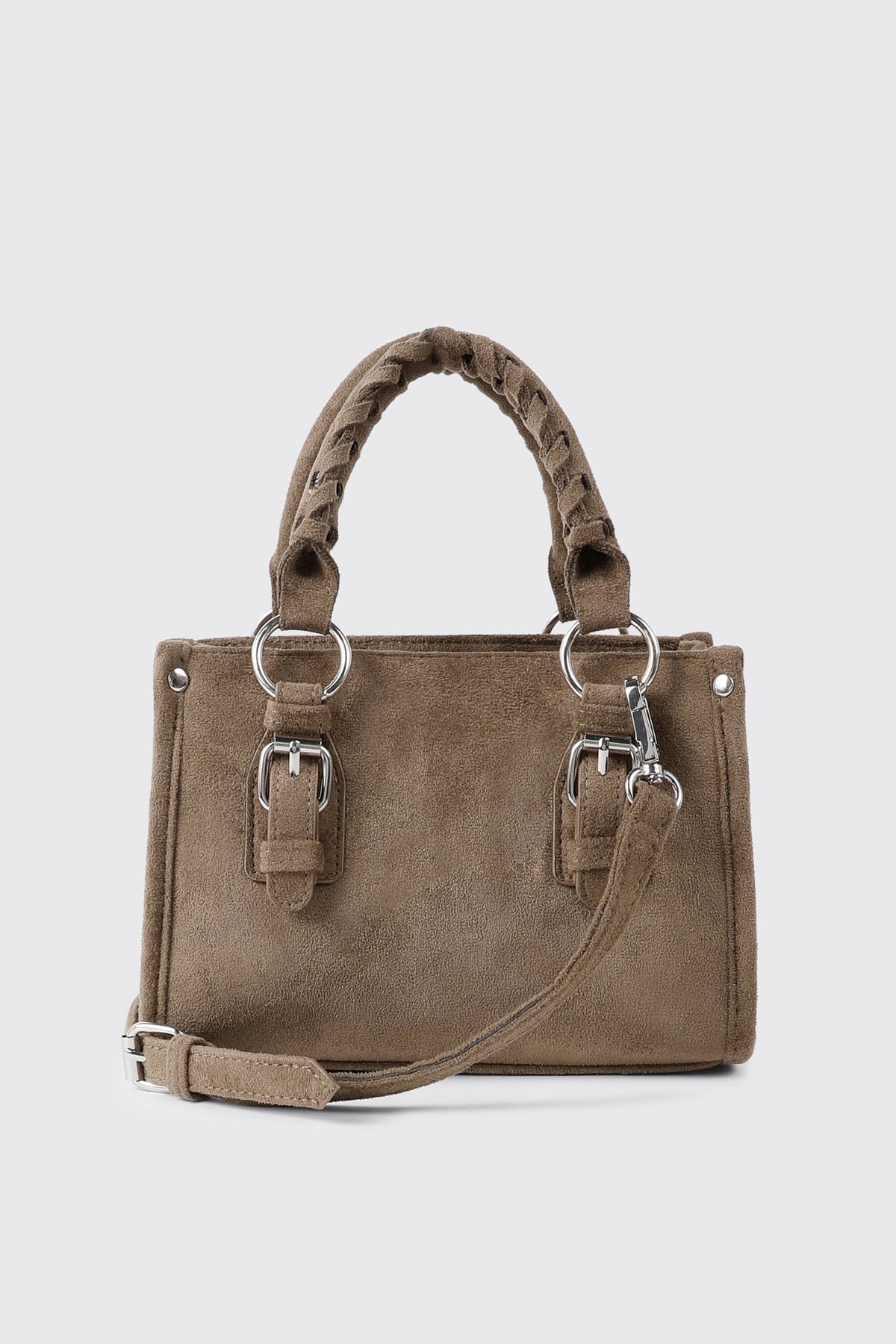 Faux Suede Small Tote Handbag